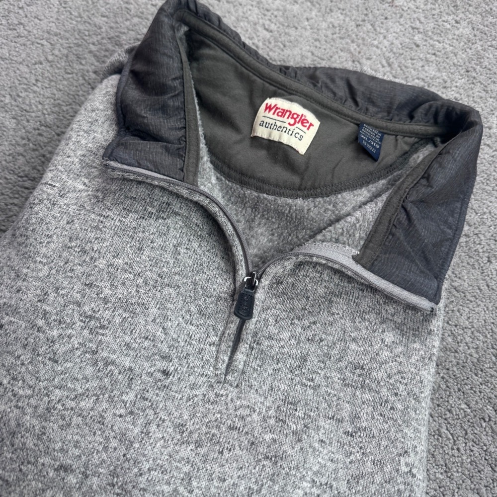 Wrangler Authentics Men's 3XL Quarter Zip Long Sleeve Gray Pullover